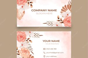 Watercolor boho business card template