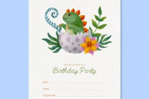 Watercolor children's party card invitation