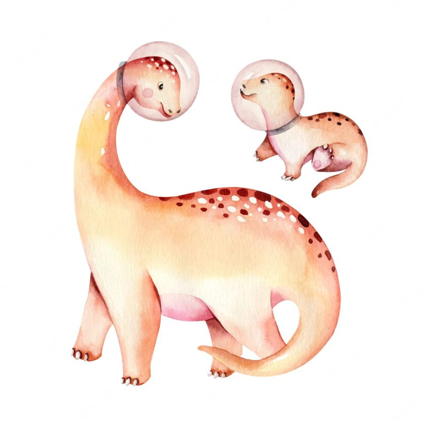 Watercolor dinosaur isolated on a white background hand drawn illustration cartoon baby showe