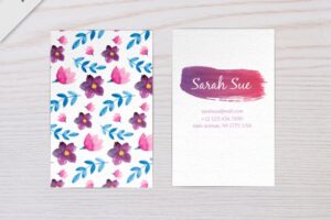 Watercolor floral business card mockup