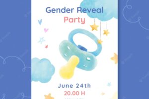 Watercolor gender reveal invitation template