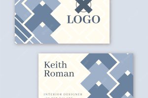 Watercolor geometric double-sided horizontal business card template