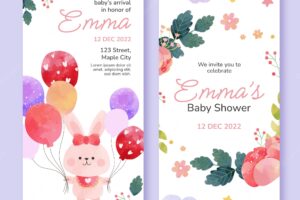 Watercolor girl baby shower banners set