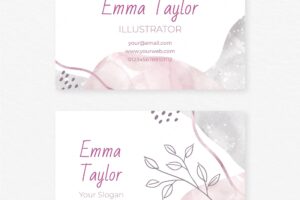 Watercolor hand drawn business card template