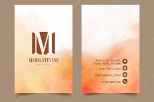 Watercolor hand drawn business cards template