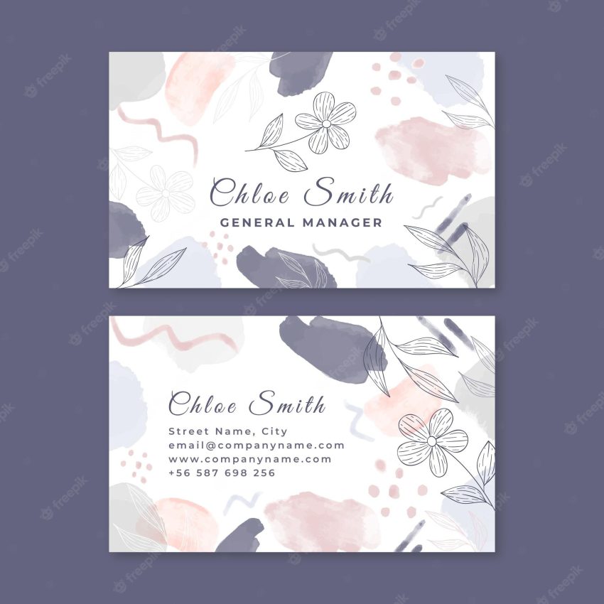 Watercolor hand drawn business cards