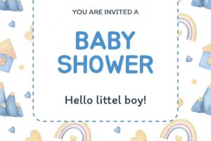 Watercolor invitations for baby showers. baby shower invitation for a newborn boy