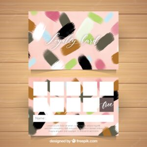 Watercolor loyalty card template with colorful style
