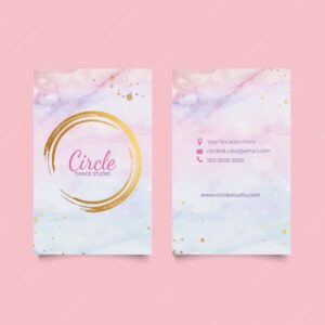 Watercolor vertical business card template