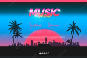 Web banner template for 80s music festival