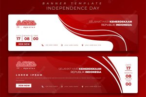 Web banner template in landscape concept design for indonesia independence day design