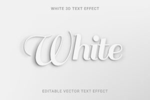 White 3d editable vector text effect
