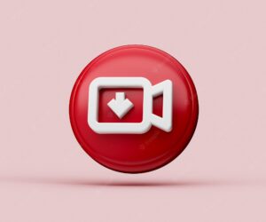 White and red glossy icon 3d illustration with shadow