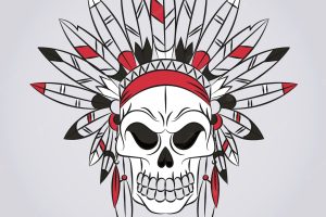 Wild skull with hand drawn plaques