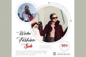 Winter fashion sale social media banner post template