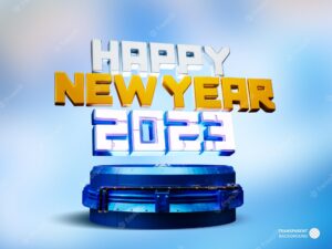 Winter happy new year 2023 3d text banner design concept