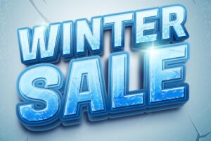 Winter sale 3d frozen ice editable text effect