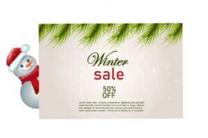 Winter sale banner  with amazing gifts premium vector