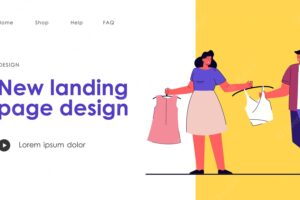 Woman showing new clothes to man. wife showing new top and dress to husband. clothes shopping. shopping concept for banner, website design or landing web page