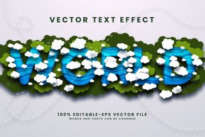 World editable text style effect paper cut style text suitable for world travel themes