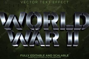 World war text effect editable silver and knight font style