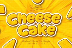 Yellow cheese cake 3d bold text effect