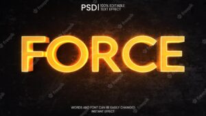 Yellow glowing 3d text effect