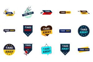 25 versatile and editable vector designs in the take away bundle perfect for food delivery and takeaway promotions
