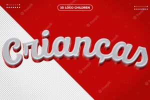 3d children logo isolated on red background