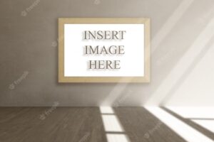 3d interior mock up with blank picture frame