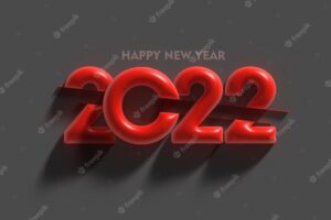 3d render happy new year 2022 text typography design illustration.
