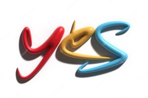 3d render yes text calligraphic design.