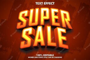 3d super sale editable sticker concept super sale editable text