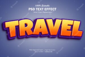 3d travel cartoon title text effect