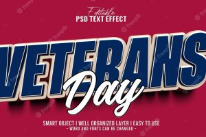 3d veterans day editable text effect template