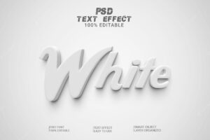 3d white editable text effect style