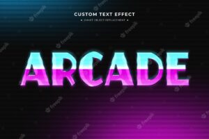 80s arcade 3d text style effect