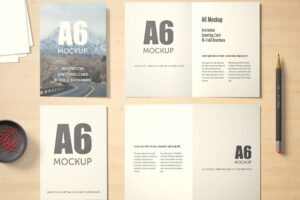A6 bi-fold greeting card mockup design