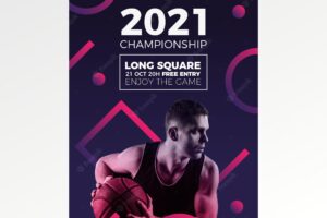 Abstract 2021 sporting event poster with photo