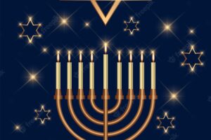 Abstract concept of happy hanukkah. festival of lights for web page banner.