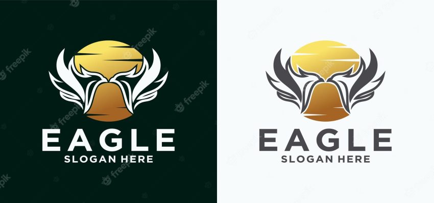 Abstract eagle logo, eagle-shaped negative space eagle logo vector symbol set