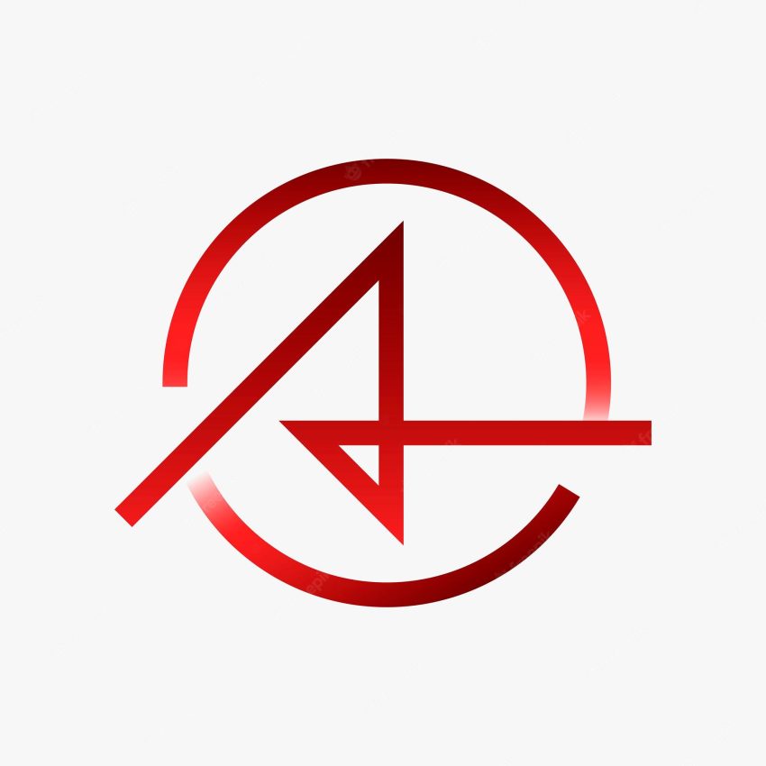 Abstract line logo element, red gradient design vector