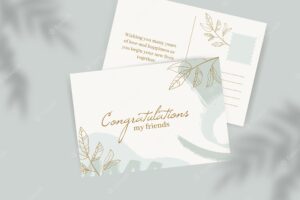 Abstract painted monocolor wedding postcard template