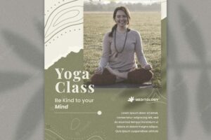 Abstract yoga class poster template