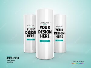 Acrylic cup mockup 3d render realist long drink