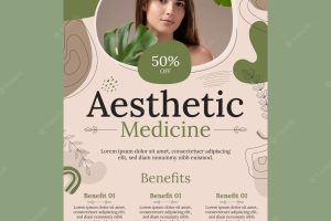 Aesthetic medicine and treatment vertical poster template