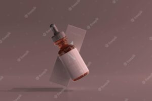 Amber glass dropper bottle with box mockup