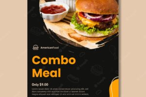 American combo meal vertical flyer template