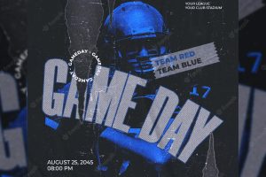 American football gameday schedule club square social media banner or flyer