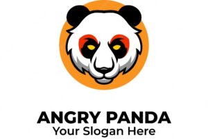 Angry panda mascot cartoon logo